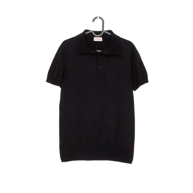 Moncler Tricot Black Knit Lana Wool Slim Fit Polo T-Shirt, Men's (Size Small) in black Wool from Grailed