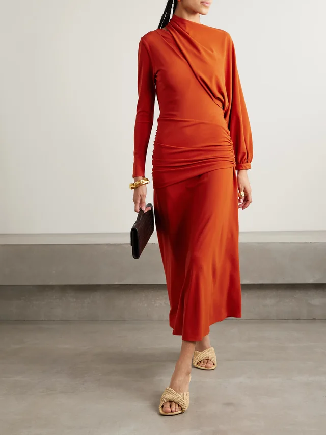 JOHANNA ORTIZ Inspiring Hearts convertible one-sleeve gathered stretch-jersey maxi dress in Red, photo 2 of 2 from NET-A-PORTER (Canada)