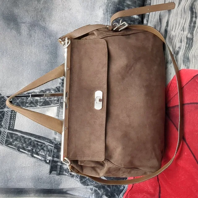 Marni Large Suede Bag in brown|red Suede from Poshmark