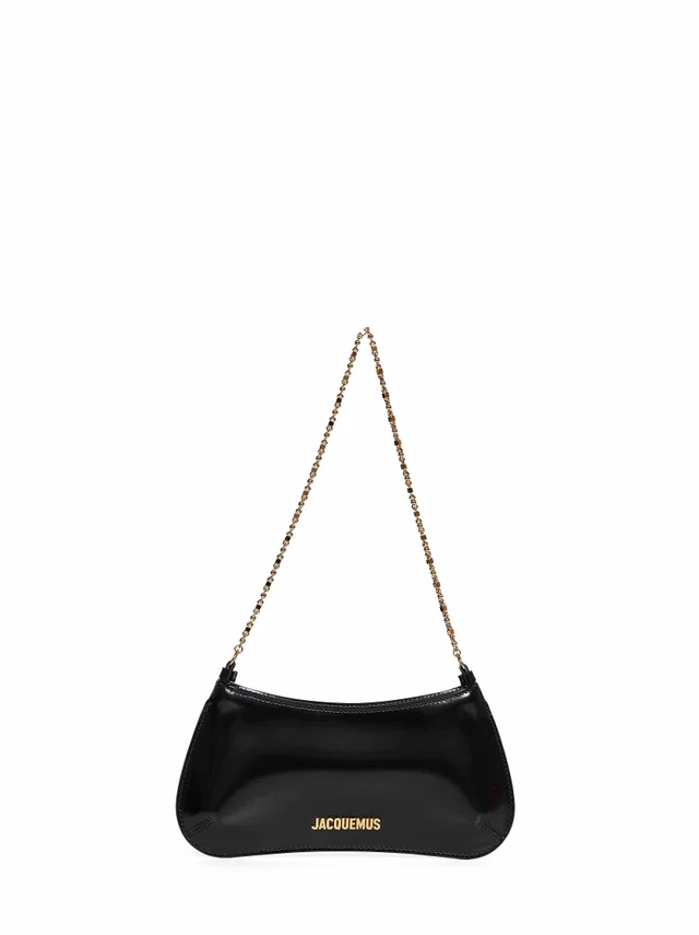 Jacquemus Small Bisou Chaine Shoulder Bag — Black Calf Leather in Black Calfskin from HEWI