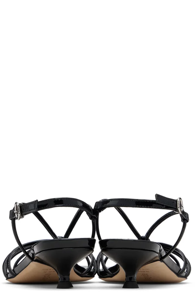 Aeyde Black Amara Patent Leather Heeled Sandals, photo 2 of 4 from SSENSE