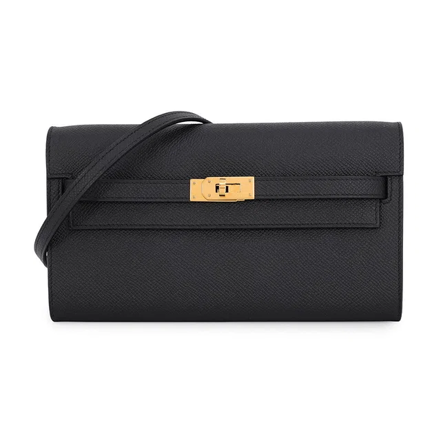 Hermès Kelly wallet long to go Black Epsom in Black Epsom leather from GALLERY RARE