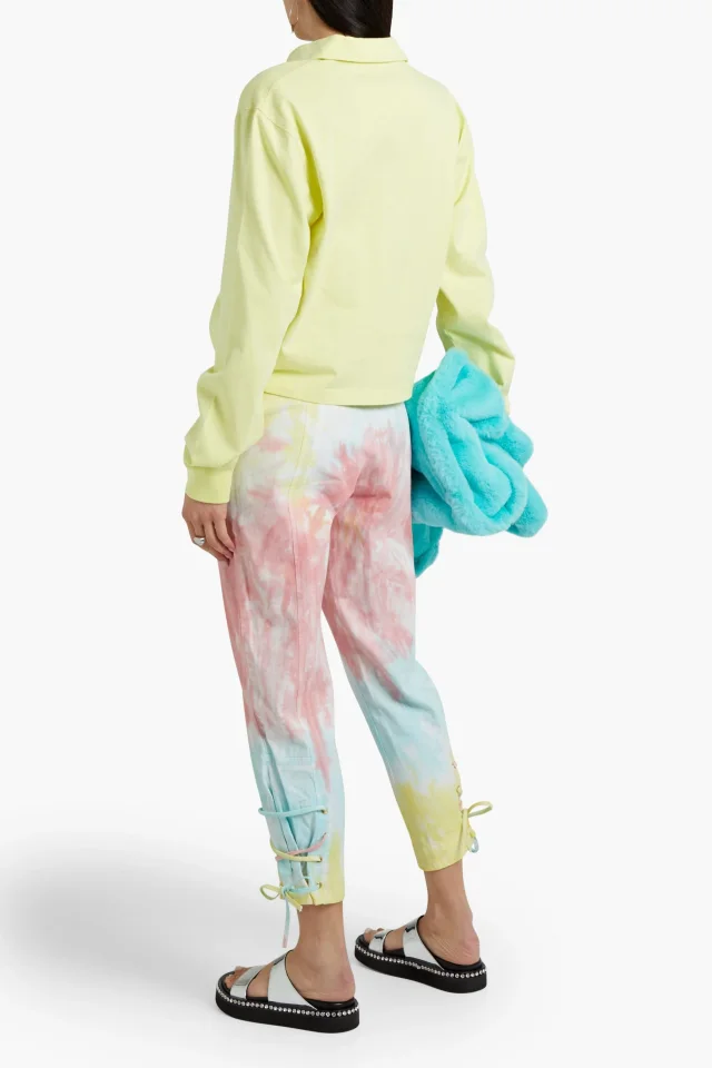 LoveShackFancy Tao High-Rise Tapered Jeans with Lace-Up Cuffs in Multicolor, photo 3 of 4 from THE OUTNET