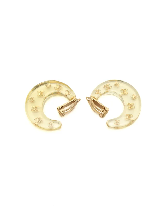 Chanel Hoop Crescent Moon Clip-on Earring in Resin from A Retro Tale, photo 2 of 3