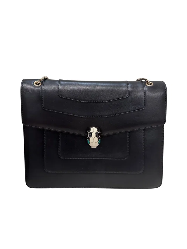 Bvlgari Large Black Serpent Bag in Black from Luxury Promise