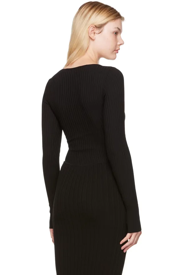 ANDREĀDAMO Black Cut-Out Bodysuit, photo 3 of 5 from SSENSE