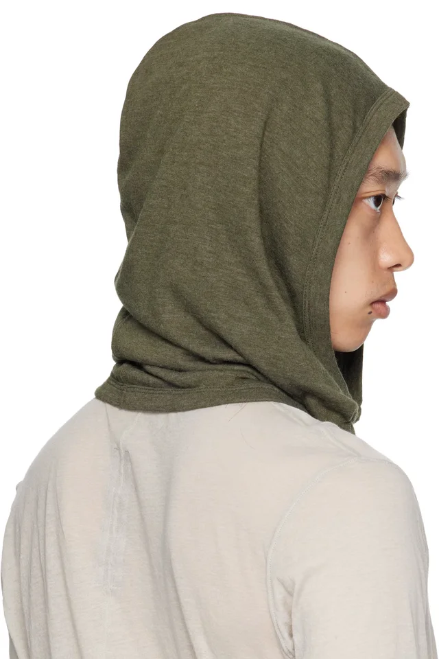 Rick Owens Khaki Concordians Knit Hood, photo 3 of 3 from SSENSE