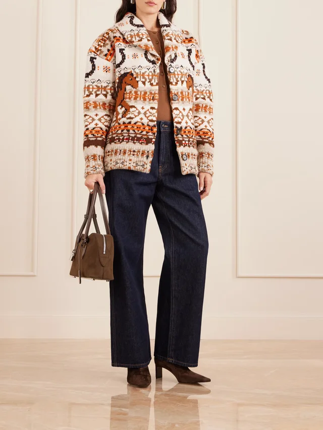 STELLA MCCARTNEY Jacquard-knit wool cardigan in Brown, photo 2 of 2 from NET-A-PORTER (Canada)