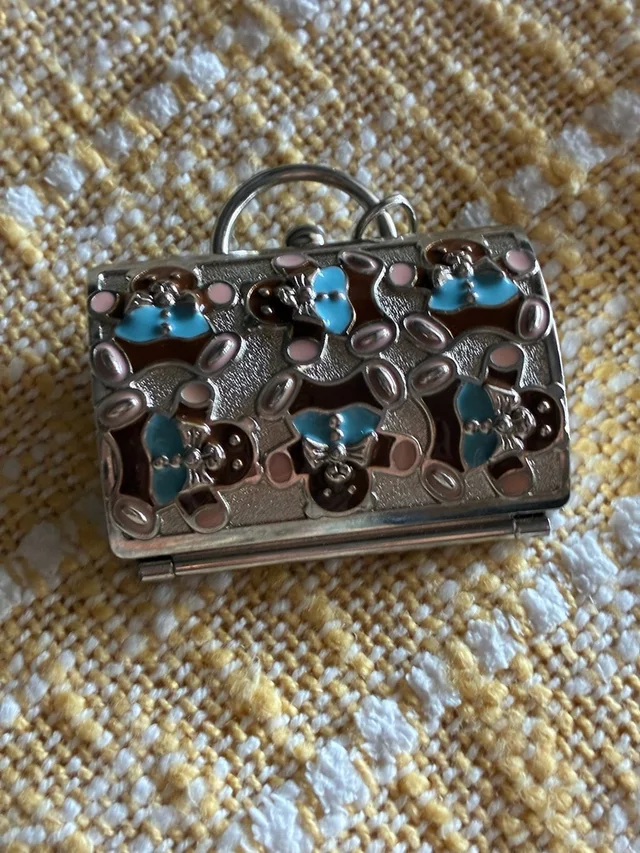 Judith Leiber For Neiman Marcus Mini Purse Enamel Teddy Bear Pill Or Trinket Box in blue|pink from Poshmark