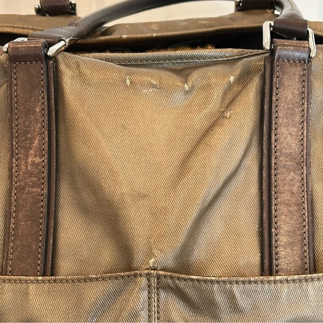 Tod's Olive Green Canvas Messenger With Brown Leather Trim in green|brown|red Canvas from Poshmark, photo 6 of 11