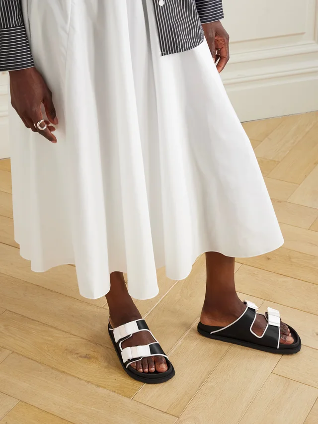 BIRKENSTOCK 1774 Arizona bow-detailed grosgrain-trimmed satin sandals in Black, photo 2 of 2 from NET-A-PORTER (Canada)