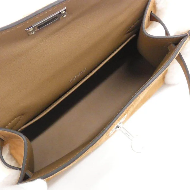 Hermès Mini Kelly Plush Grizzly Mouton Merino Swift Bag in Brown Swift leather from LuxUness, photo 5 of 5