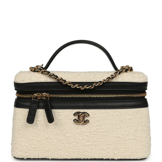 Chanel Coco Beach Top Handle Long Vanity Case in Black Calfskin from Madison Avenue Couture