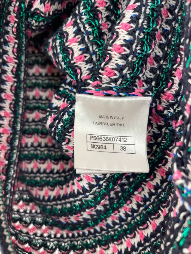 Chanel Pink, Black Metallic Green Mid-Sleeve Top FR 38 (UK 10) in Black Tweed from Sellier, photo 13 of 14