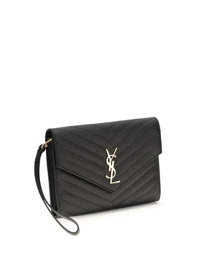 Saint Laurent Monogramme Clutch — Black Calf Leather in Black Calfskin from HEWI