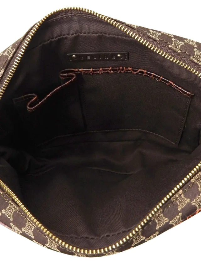Celine Canvas Croco Embossed Macadam Pattern Shoulder Bag Brown in Brown Canvas from VINTAGE QOO TOKYO, photo 5 of 10