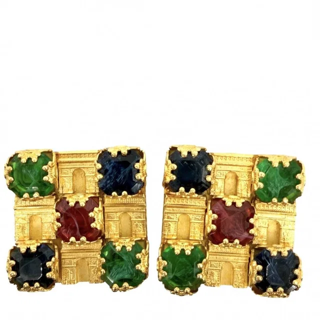 Celine Earrings Arc de Triomphe Square Vintage Stone from The Reluxe
