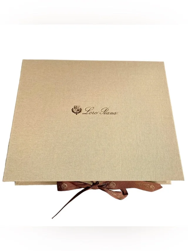 Loro Piana Linen Fabric Canvas Large Decor Gift Luxury Ribbon Tie Box in neutral|brown|red Canvas from Poshmark