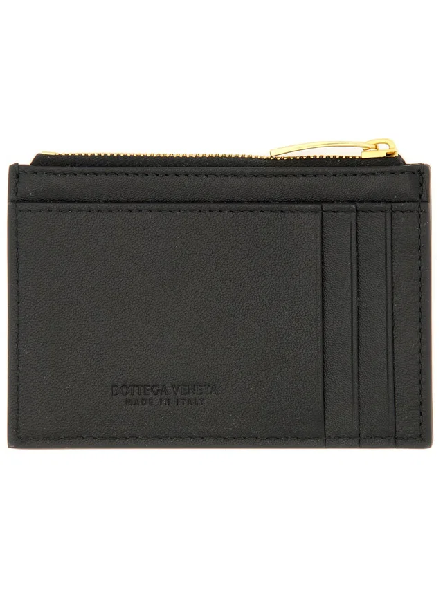 Bottega Veneta Woven Lambskin Card Case — Black Lamb Skin Wallets & Purses in Black Lambskin from HEWI