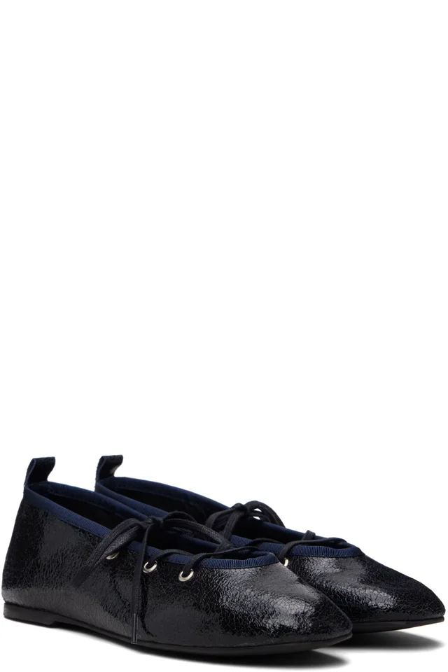 Paloma Wool Navy Pina Ballerina Flats, photo 4 of 5 from SSENSE