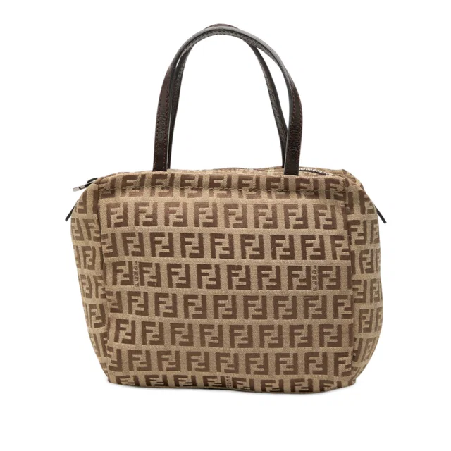 Beige Fendi Mini Zucchino Canvas Handbag in Beige Canvas from Designer Revival
