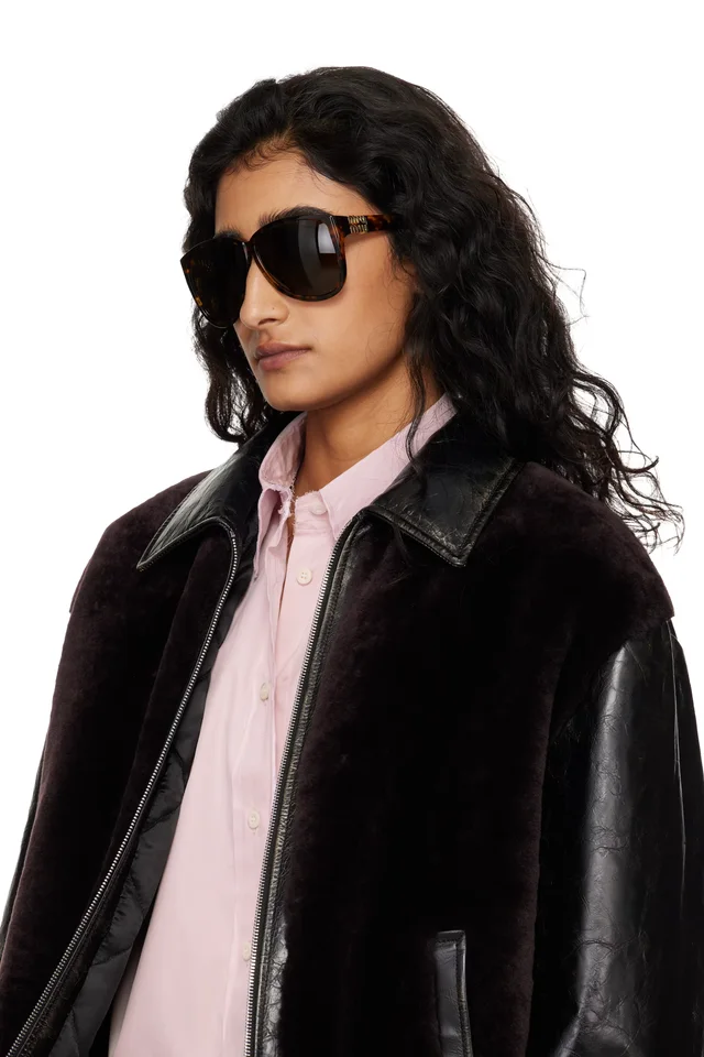 Miu Miu Eyewear Brown Aviator Sunglasses, photo 4 of 4 from SSENSE