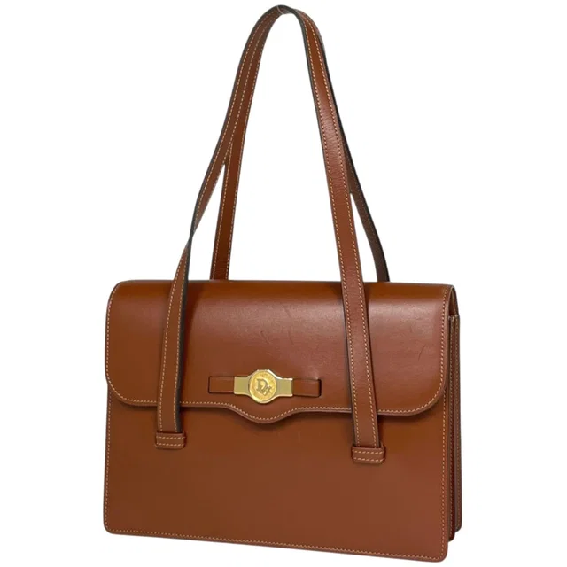 Dior Shoulder Bag Logo Leather Brown in Brown Leather from The Reluxe