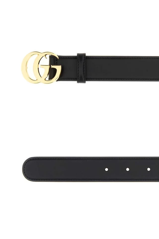 Gucci Double G Buckle Leather Belt — Black in Black Leather from HEWI, photo 2 of 2