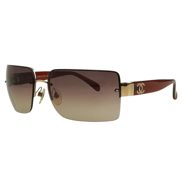 Chanel Side CC Mark Plate Sunglasses Brown from VINTAGE QOO TOKYO
