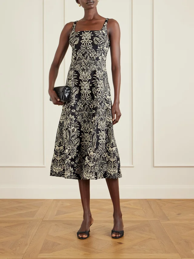 ULLA JOHNSON Natali floral-print cotton midi dress in Blue, photo 2 of 2 from NET-A-PORTER (Canada)