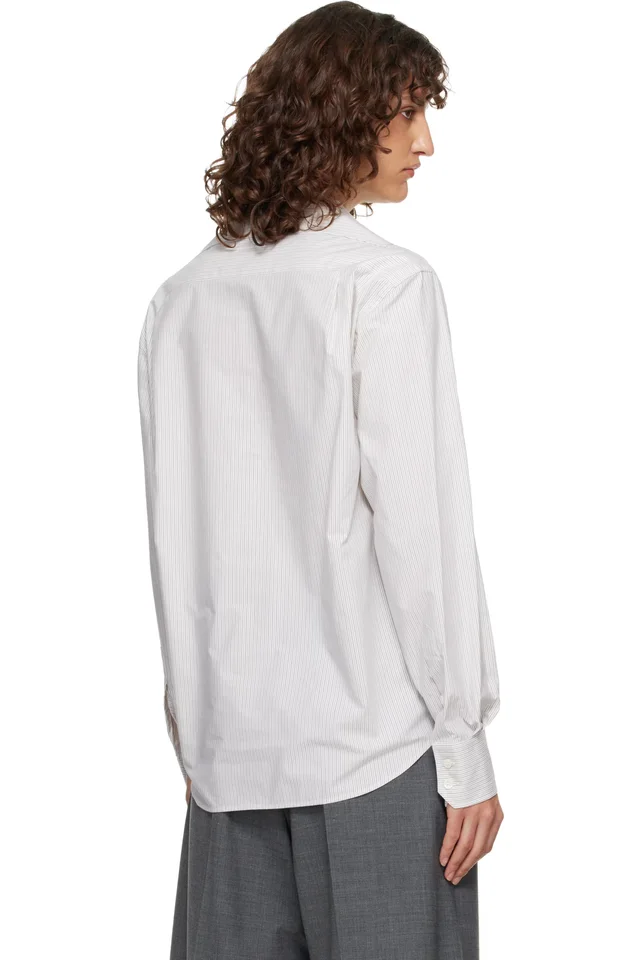 MM6 Maison Margiela Off-White & Gray Striped Shirt, photo 3 of 4 from SSENSE