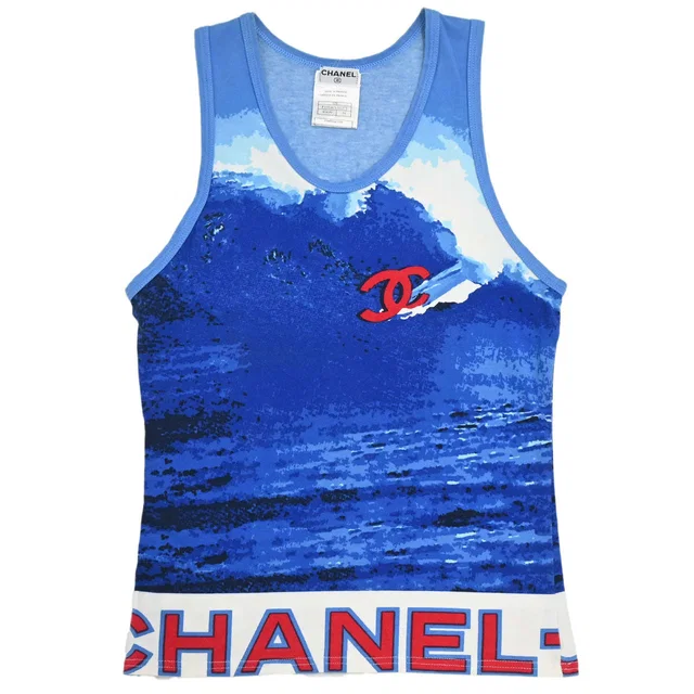 Chanel 2002 Surf Line Tank Top Blue #38 in Blue from AMORE Vintage Tokyo