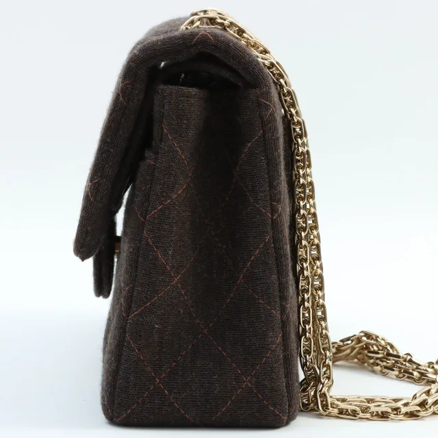 Chanel Circa 2000 Cotton Classic Flap Design Chain Bag Brown from VINTAGE QOO TOKYO, photo 2 of 12
