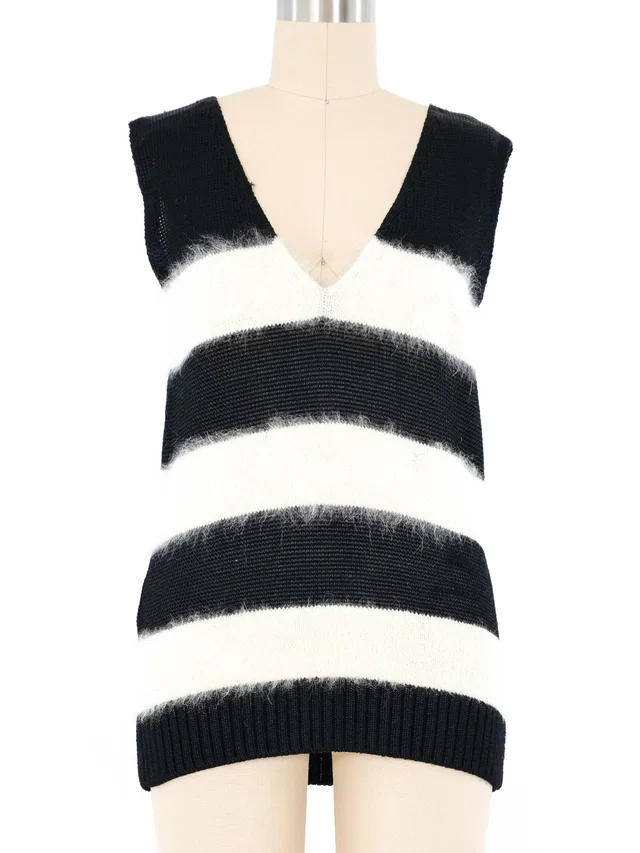Balenciaga Striped Angora Knit Vest from Arcade Vintage