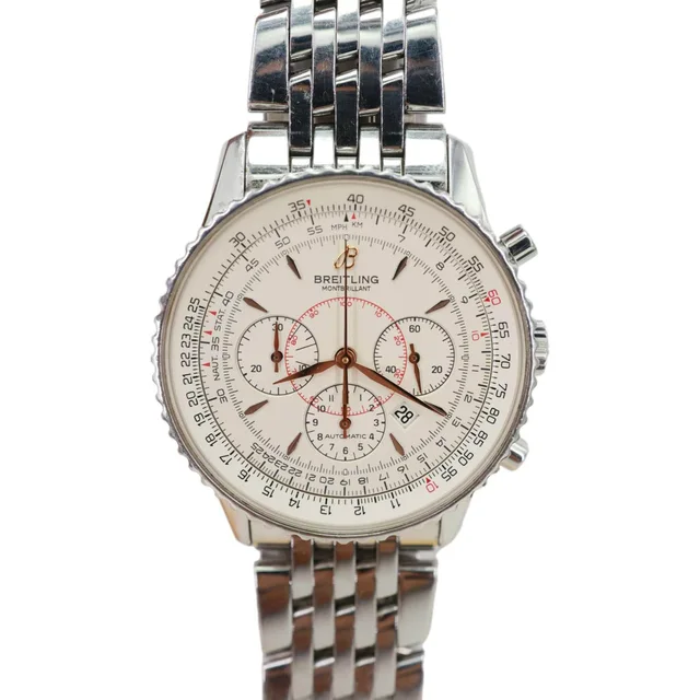 Breitling Montbrillant Navitimer Chronograph Automatic Stainless Steel Off White Dial Watch A41370 in White from Dallas Designer Handbags