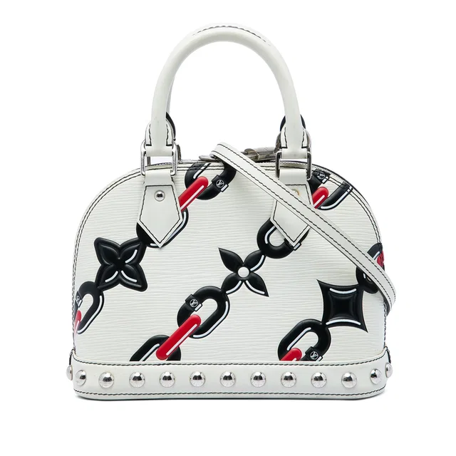 White Louis Vuitton Epi Chain Flower Alma BB Satchel in White Leather from Designer Revival