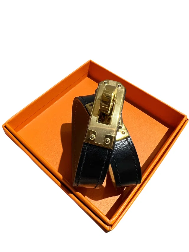 Hermès Kelly Double Tour Black Box Calf Bracelet in Black Box leather from Luxury Promise