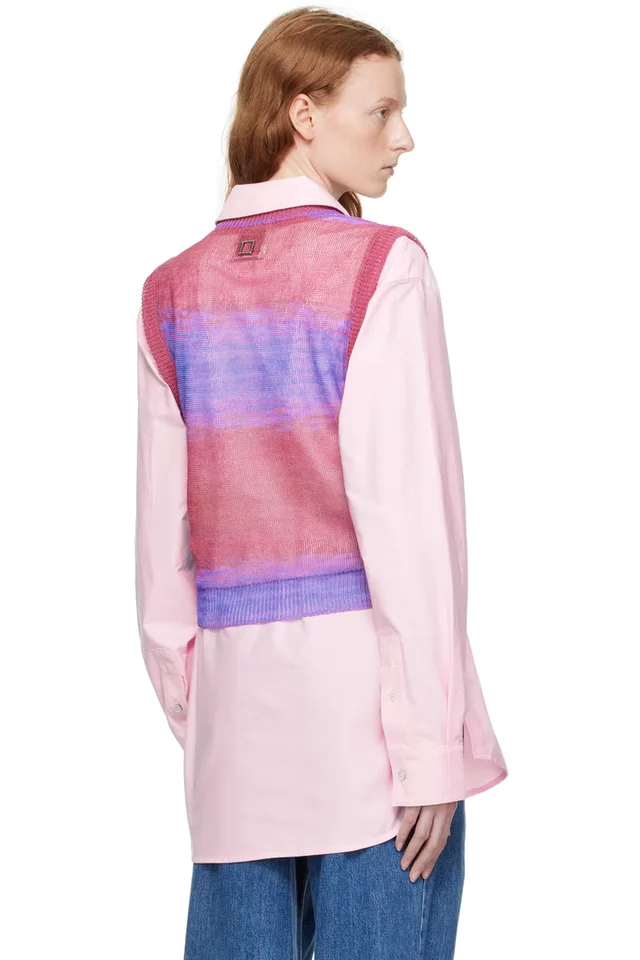 WOOYOUNGMI Pink Gradient Stripe Vest, photo 3 of 4 from SSENSE