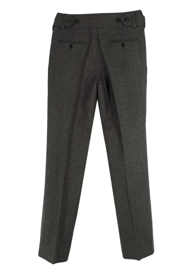 Saint Laurent Grey Belted Wool Trousers in Grey Wool from HEWI
