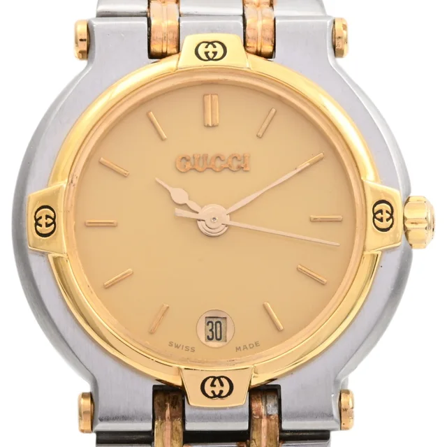 Gucci Round Logo Face Watch 9000L Quartz Champagne from VINTAGE QOO TOKYO, photo 2 of 7