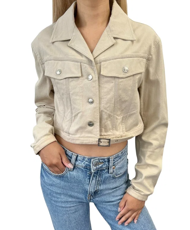 Dior Vintage 2001 Croped Denim Jacket #38 Beige Long Sleeve Cotton in Beige Denim from Luxury Promise