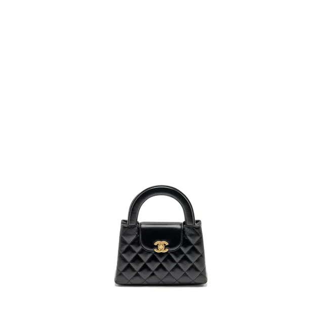 Chanel Mini Kelly Shopping Tote Bag Calfskin Black GHW (Microchip) in Black Calfskin from EMIER