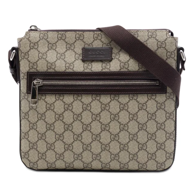 Beige Gucci GG Supreme Crossbody in Beige Coated canvas from Designer Revival