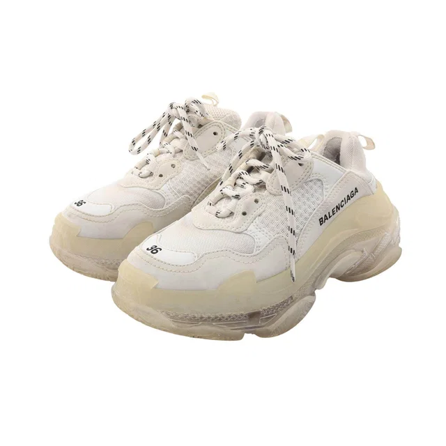 Balenciaga Triple S Leather Fabric Sneakers in Leather from LuxUness