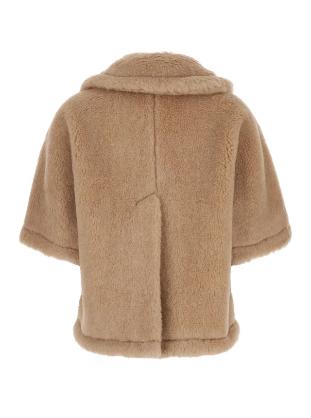 Max mara Beige Cloak 'Corvino' with Notched Revers and Short Sleeves in Faux Fur for Women in Beige 63% Alpaca 26% Cashmere 11% Silk, photo 3 of 6 from Gaudenzi Boutique