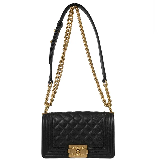 Boy Chanel 2019 Black Caviar Skin Small Chain Shoulder Bag in Black Caviar leather from AMORE Vintage Tokyo