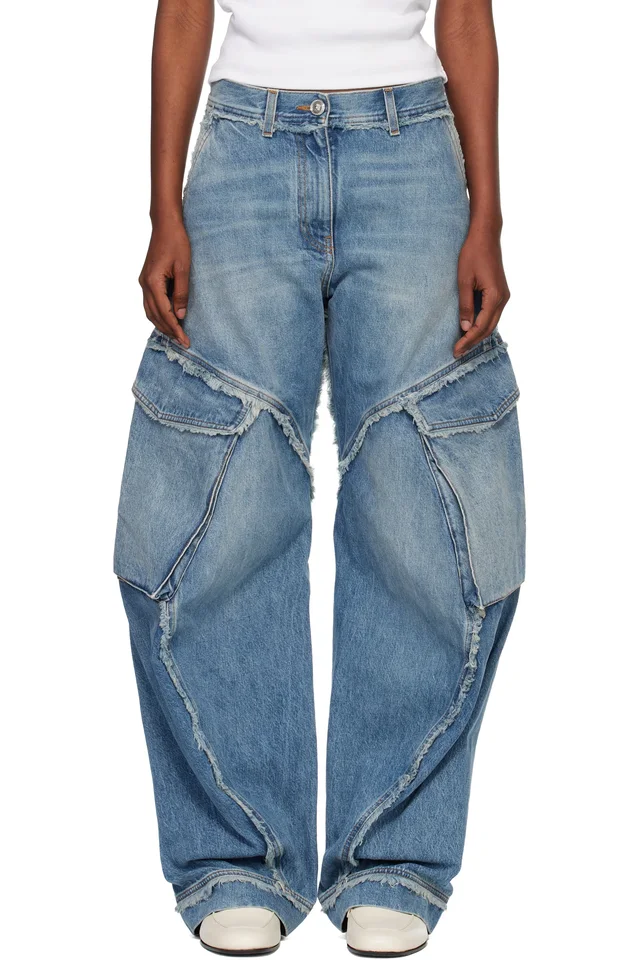 Blue Low-Waist Cargo Jeans, image 1 of 1 from SSENSE