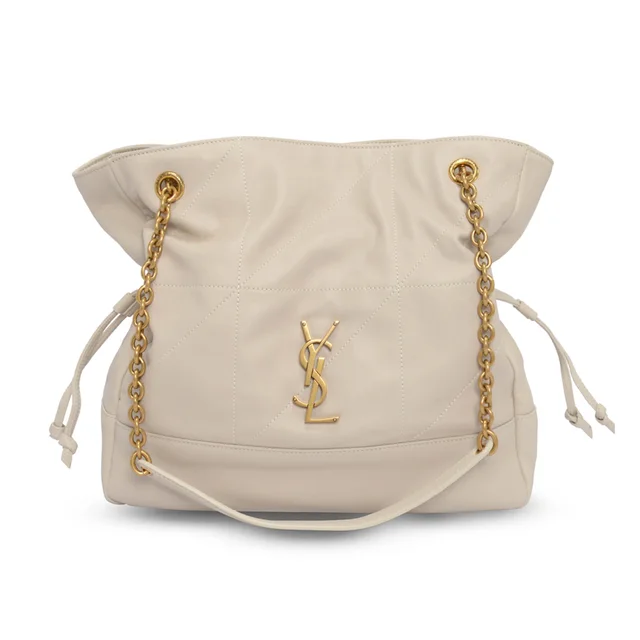 Saint Laurent Small Jamie Shopping Tote in Ivory Lambskin from Blue Spinach