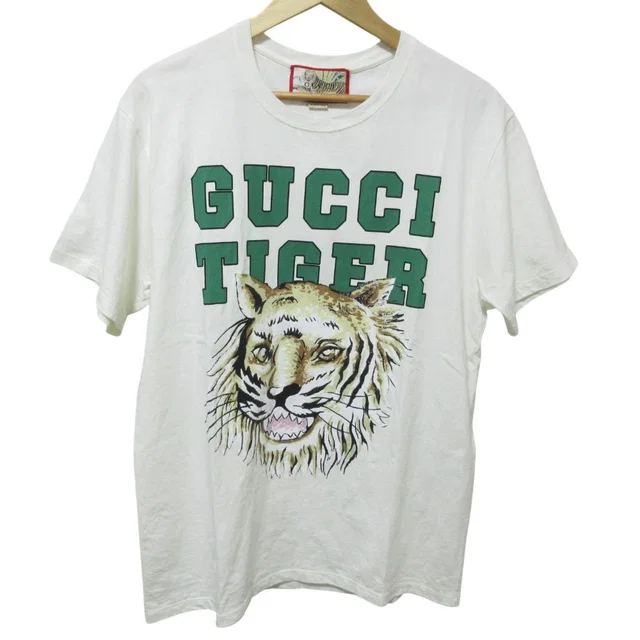 Gucci Tiger Print Short Sleeve T-Shirt White Spring Summer M in White from The Reluxe