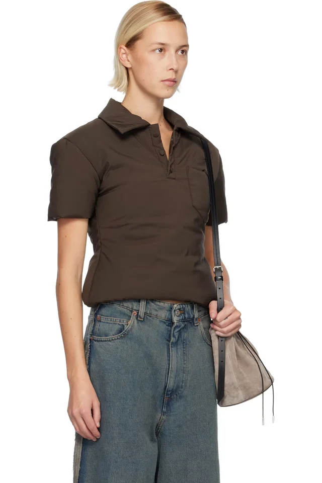MM6 Maison Margiela Brown Padded Polo, photo 2 of 4 from SSENSE